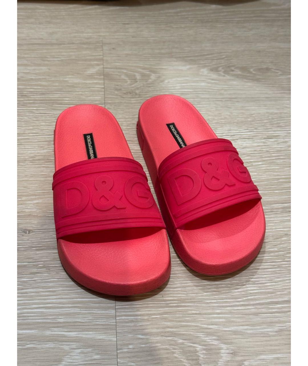 DOLCE&GABBANA Розовые резиновые шлепанцы, фото 2