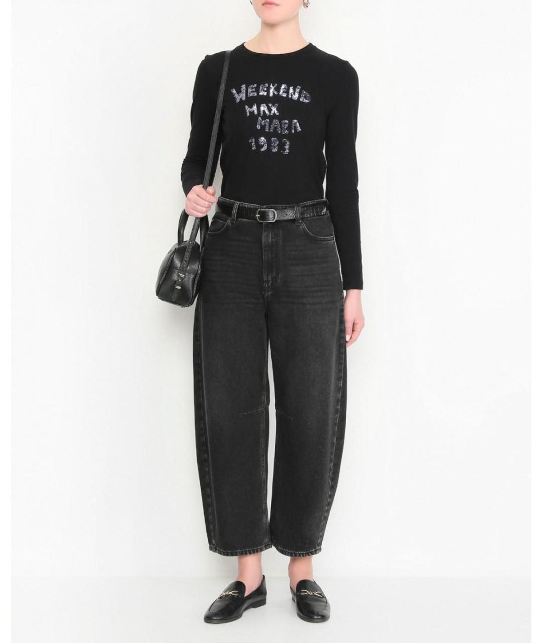 WEEKEND MAX MARA Черные хлопковые прямые джинсы, фото 3