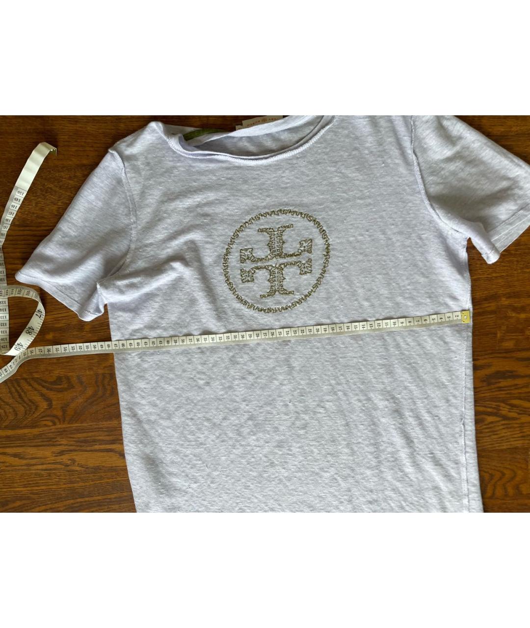 TORY BURCH Фиолетовая льняная футболка, фото 6