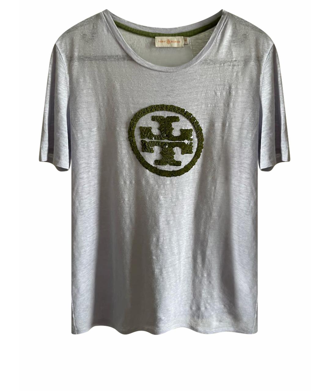 TORY BURCH Фиолетовая льняная футболка, фото 1