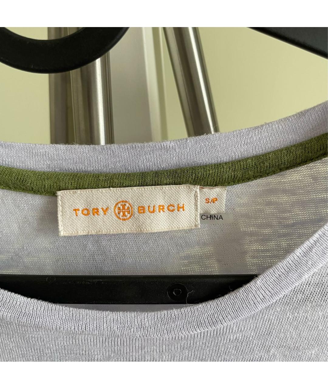 TORY BURCH Фиолетовая льняная футболка, фото 2