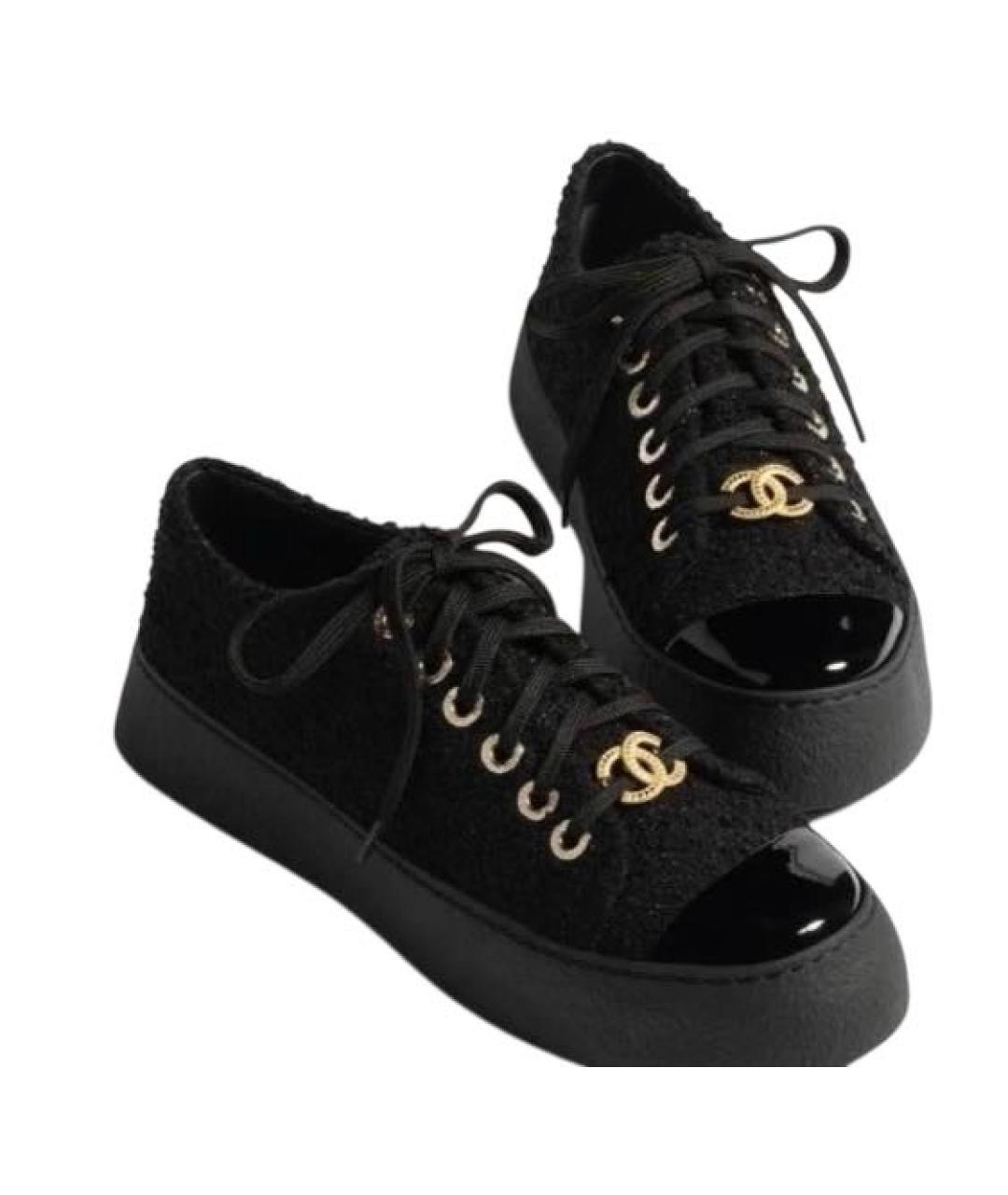CHANEL Черные кеды из лакированной кожи, фото 1