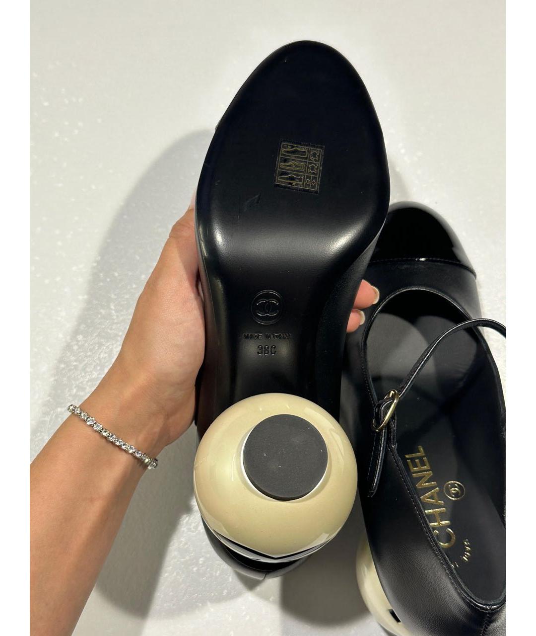 CHANEL Черные кожаные туфли, фото 4