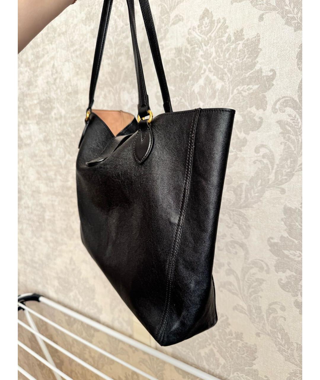 GUCCI Черная кожаная сумка с короткими ручками, фото 3