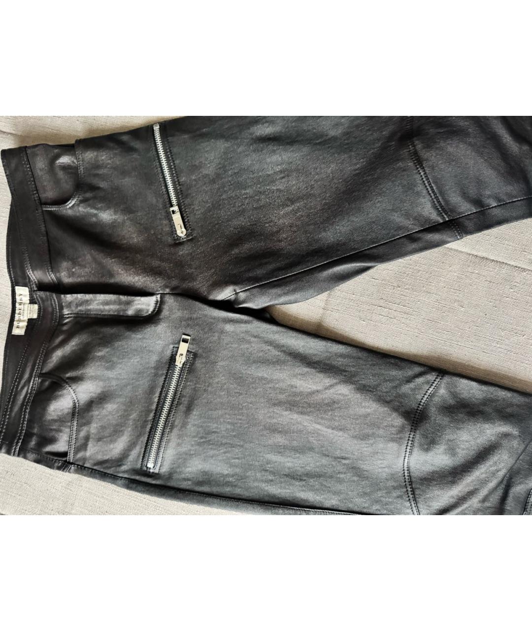 BURBERRY Черные кожаные брюки узкие, фото 4