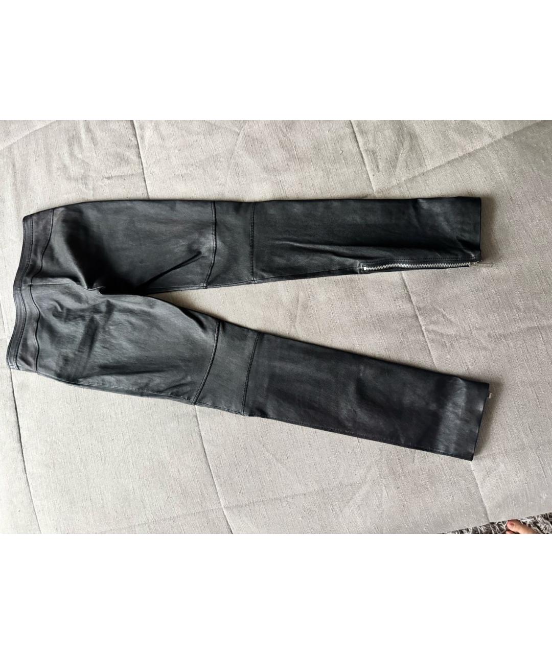 BURBERRY Черные кожаные брюки узкие, фото 2