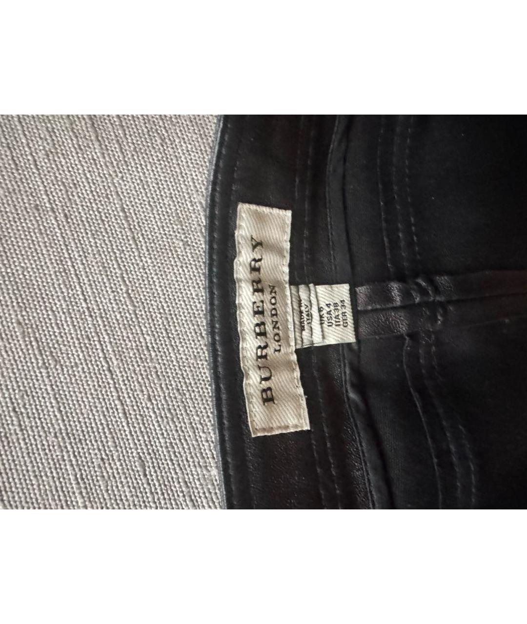 BURBERRY Черные кожаные брюки узкие, фото 3