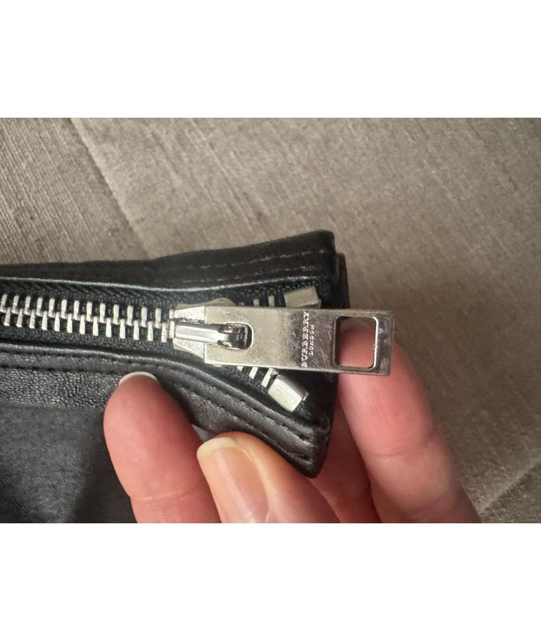 BURBERRY Черные кожаные брюки узкие, фото 6