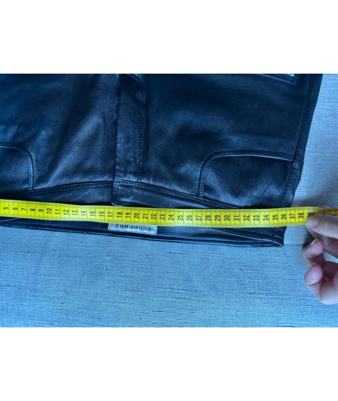 BURBERRY Черные кожаные брюки узкие, фото 7