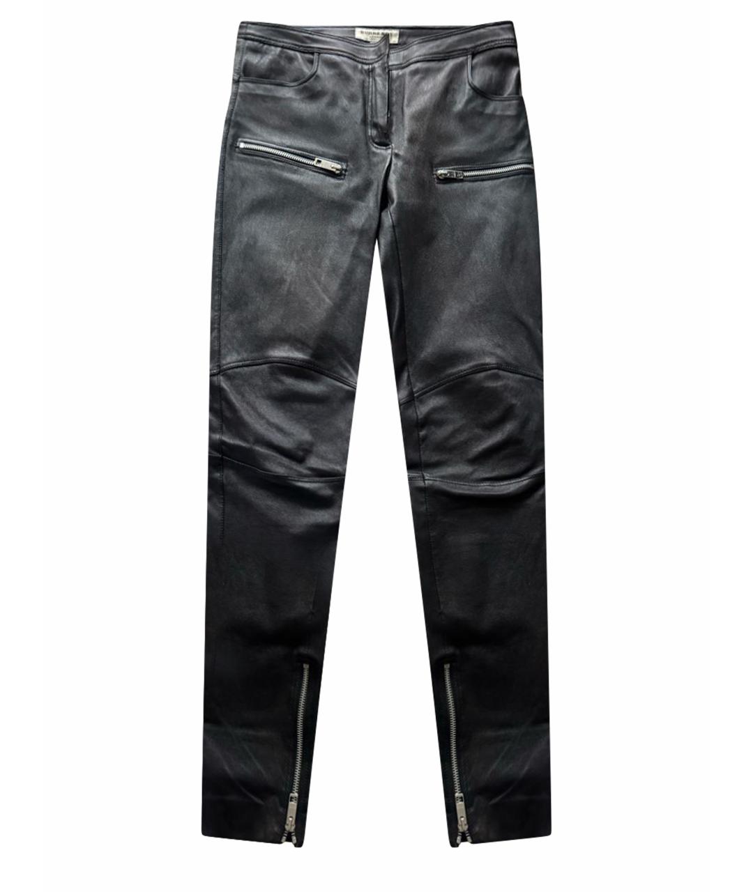 BURBERRY Черные кожаные брюки узкие, фото 1