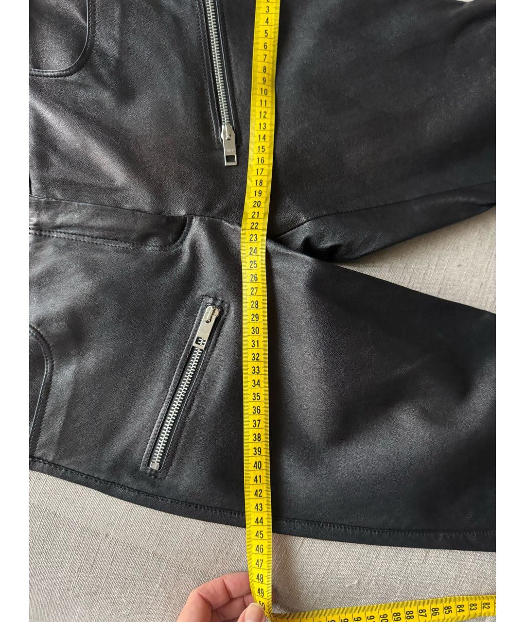 BURBERRY Черные кожаные брюки узкие, фото 8