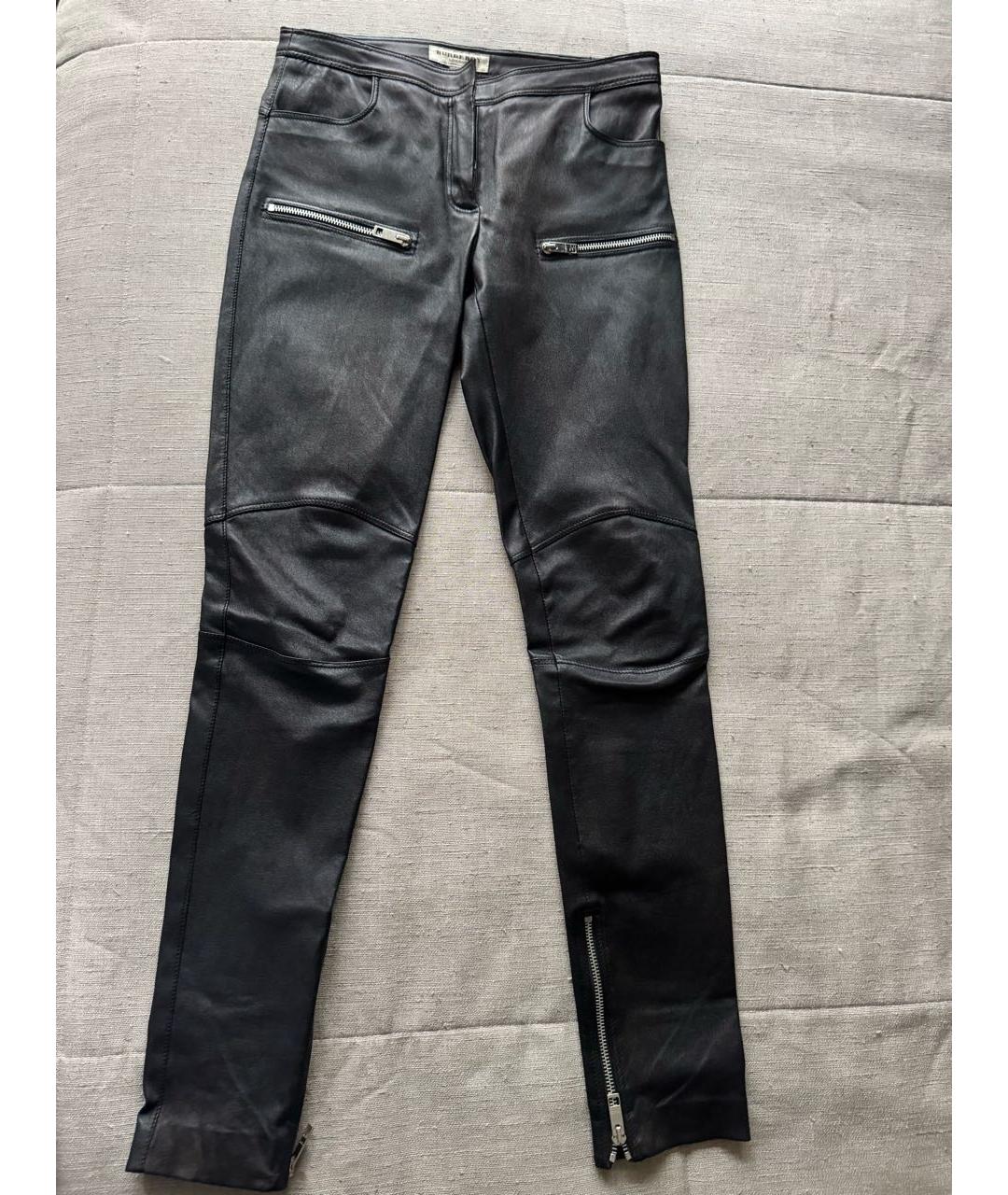 BURBERRY Черные кожаные брюки узкие, фото 9