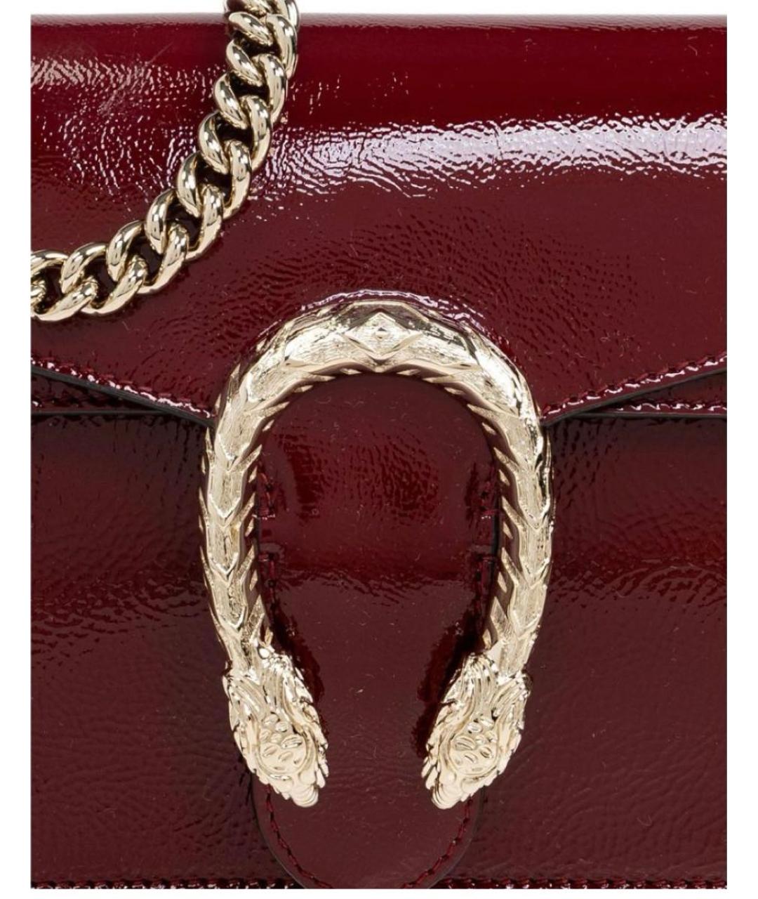 GUCCI Бордовая сумка через плечо из лакированной кожи, фото 2