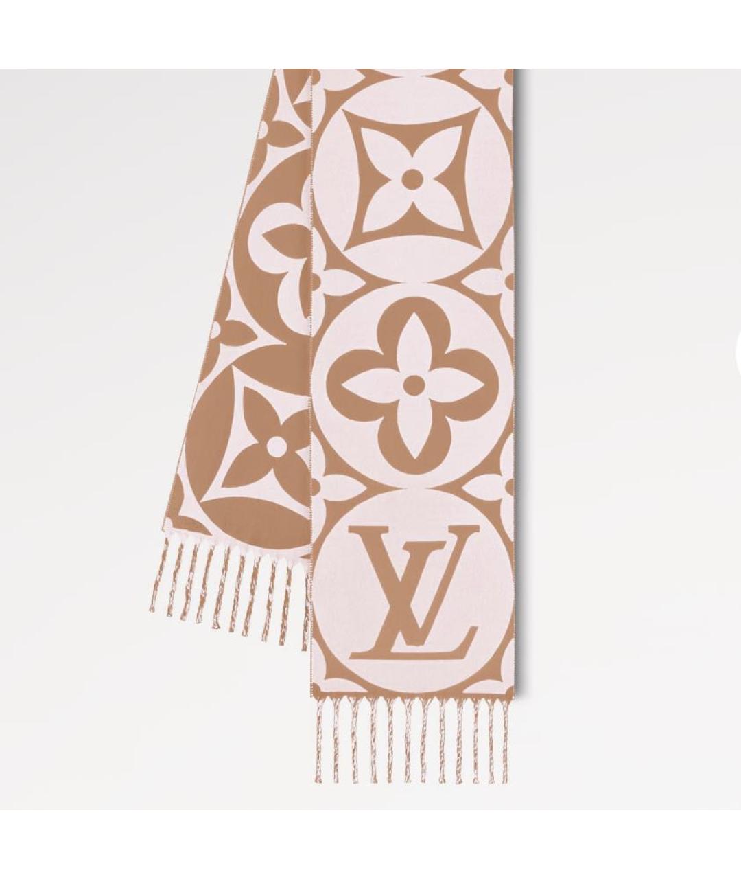 LOUIS VUITTON Бежевый шерстяной шарф, фото 3