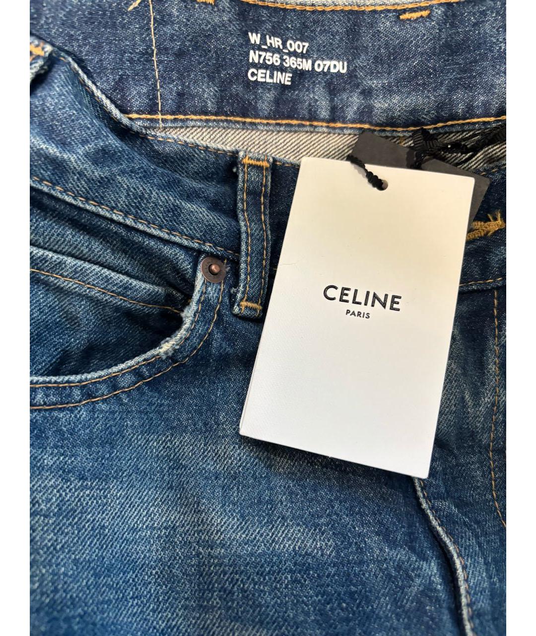 CELINE Синие хлопковые прямые джинсы, фото 3