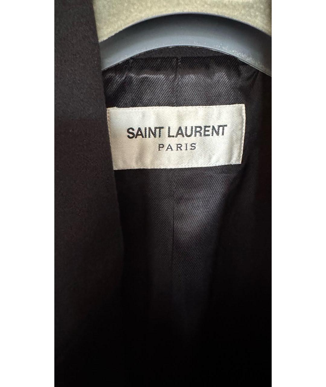SAINT LAURENT Черное шерстяное пальто, фото 5
