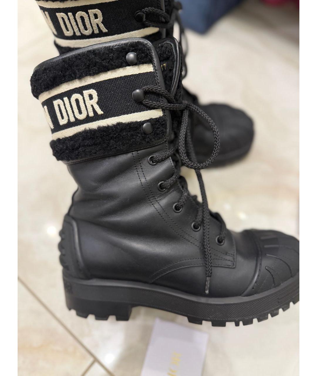 CHRISTIAN DIOR Черные кожаные ботинки, фото 6