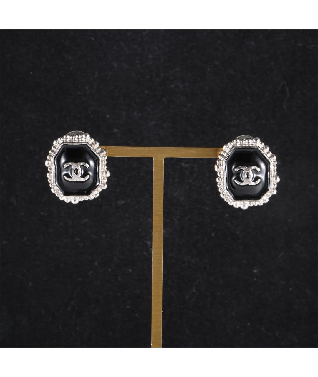 CHANEL Черные металлические серьги, фото 7