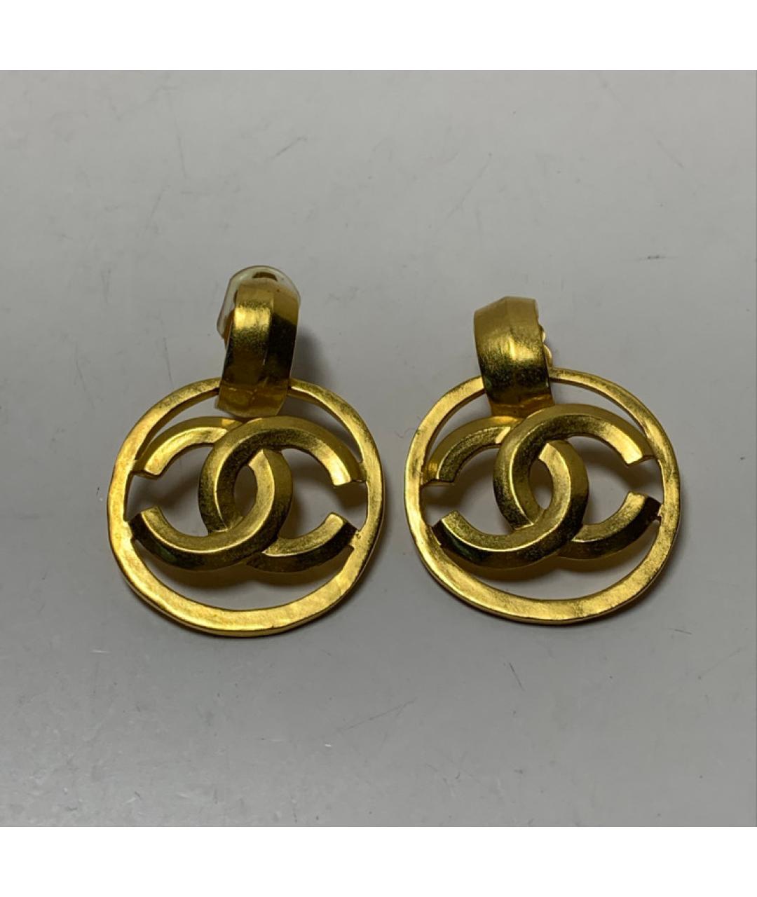 CHANEL Золотые латунные серьги, фото 8