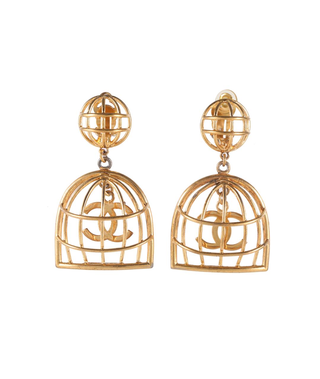 CHANEL Золотые латунные серьги, фото 1