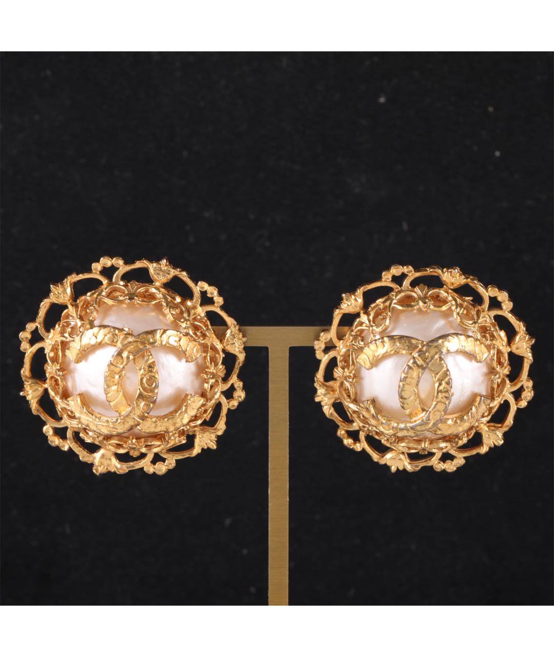 CHANEL Золотые латунные серьги, фото 7