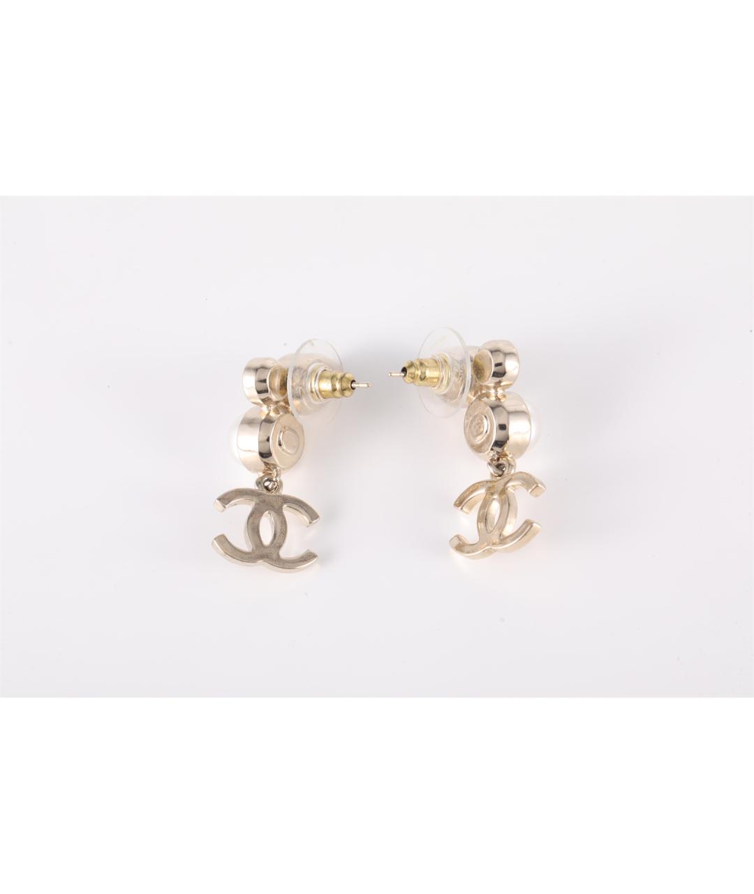 CHANEL Золотые латунные серьги, фото 4