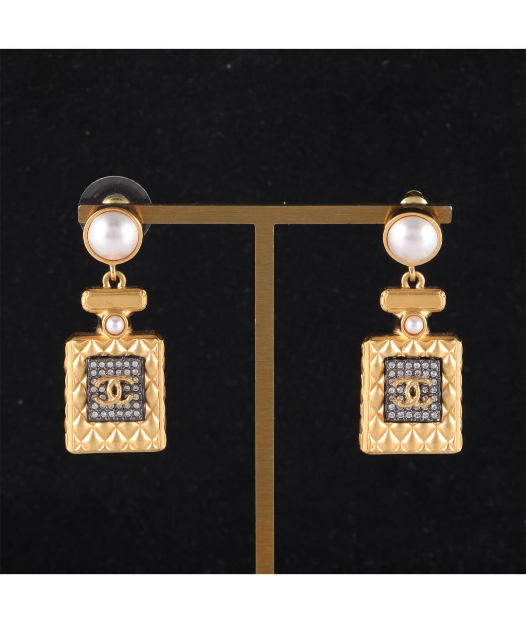 CHANEL Золотые латунные серьги, фото 7