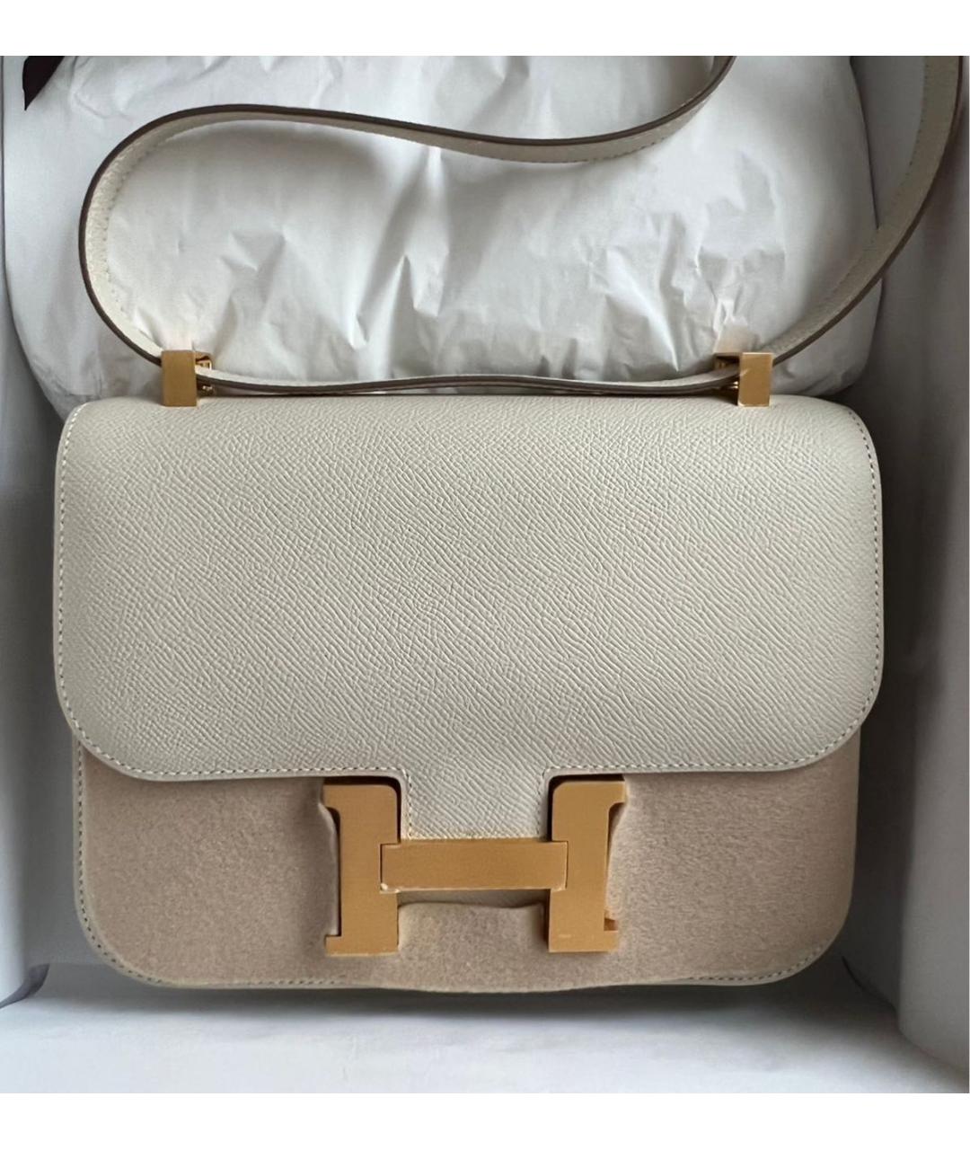 HERMES Бежевая кожаная сумка через плечо, фото 2