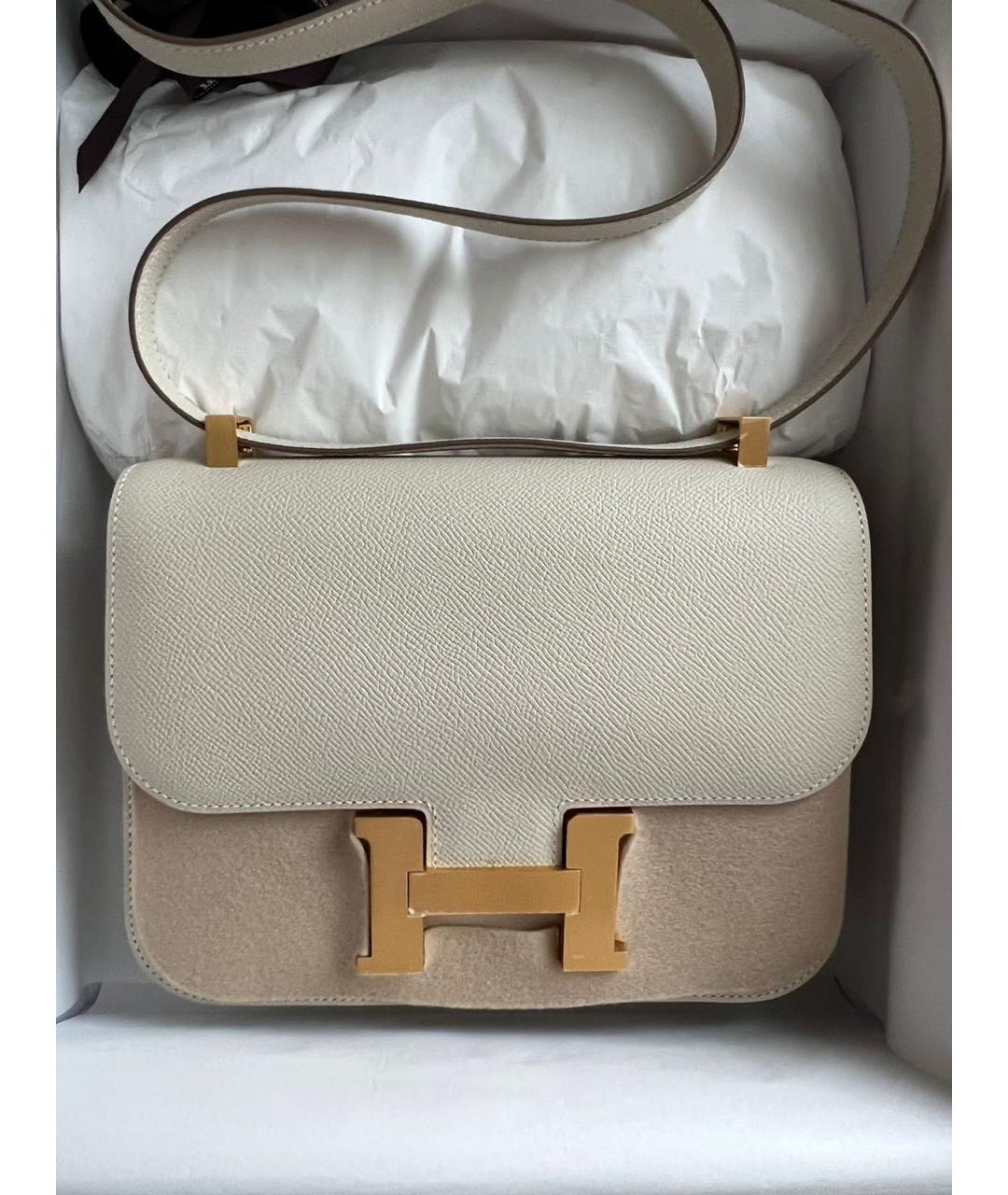 HERMES Бежевая кожаная сумка через плечо, фото 3