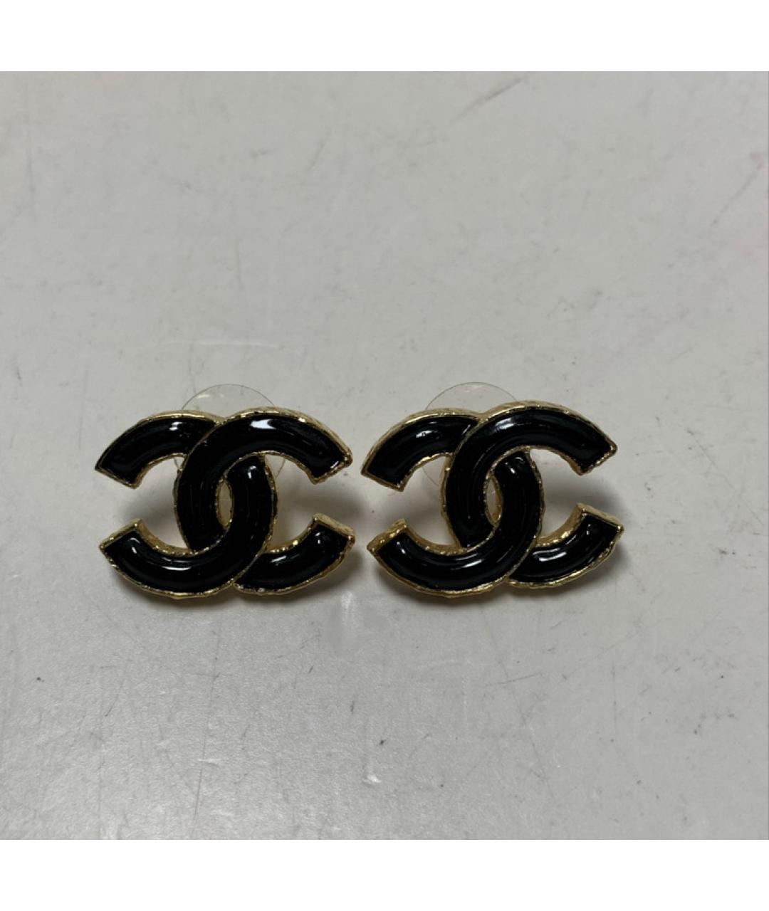 CHANEL Черные латунные серьги, фото 8