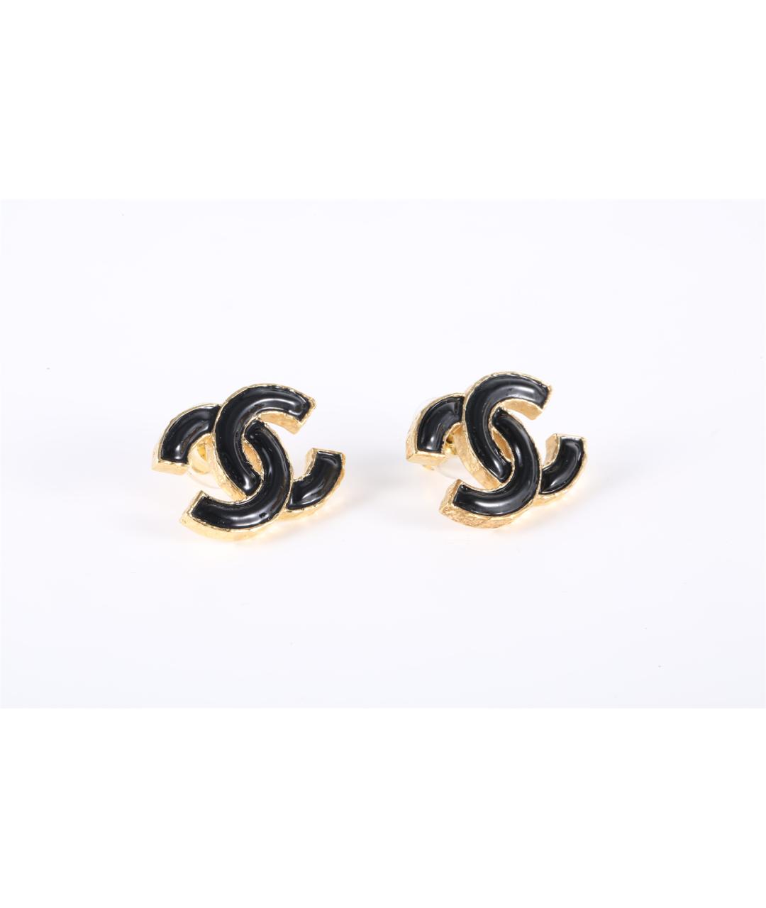 CHANEL Черные латунные серьги, фото 2