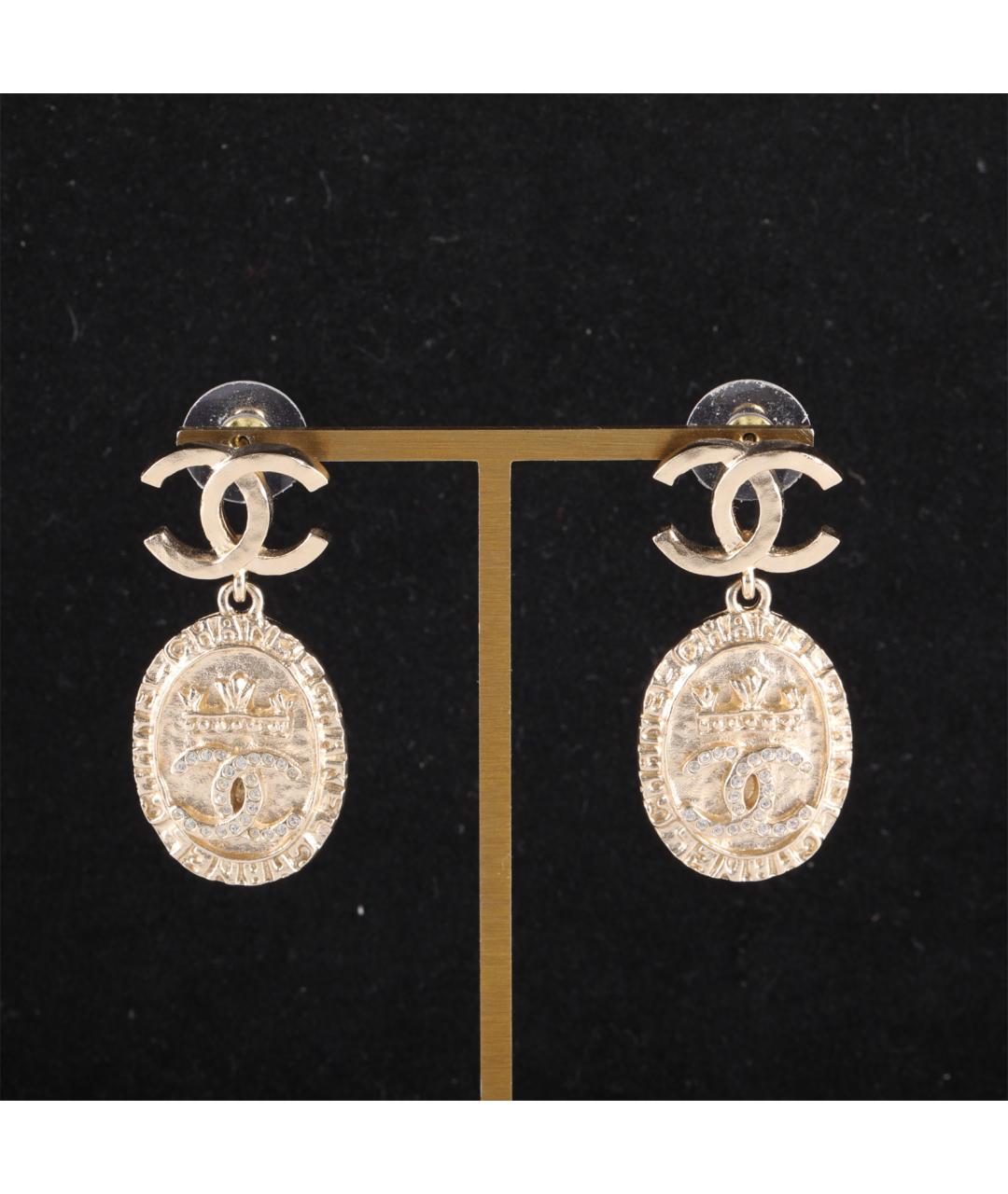 CHANEL Золотые латунные серьги, фото 8