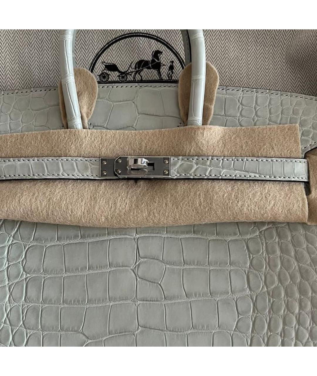 HERMES Серая сумка с короткими ручками из экзотической кожи, фото 2