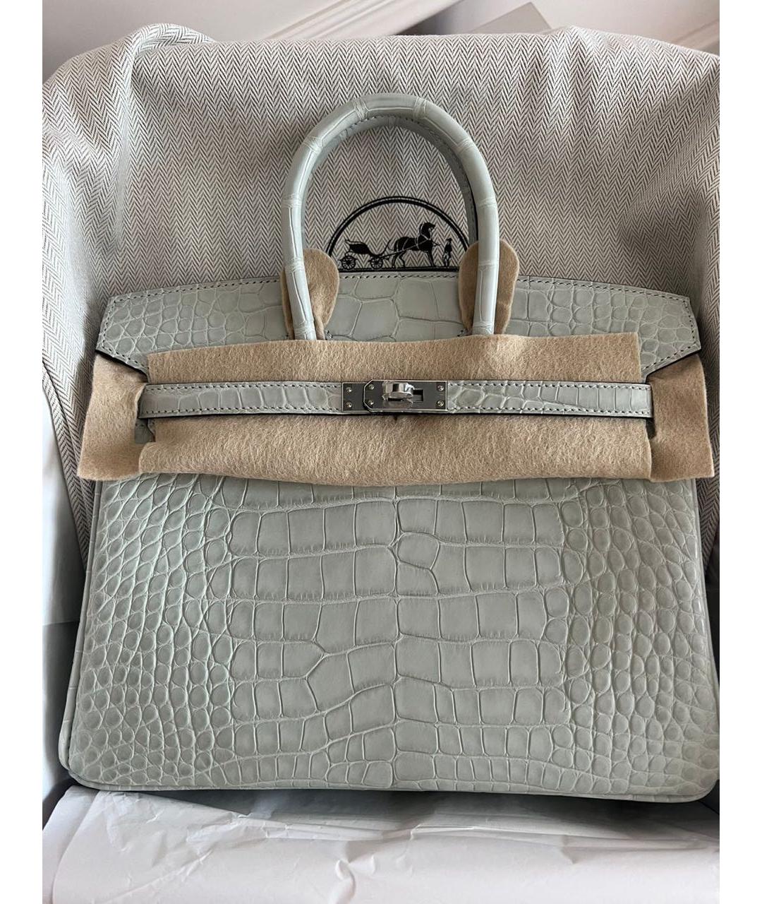 HERMES Серая сумка с короткими ручками из экзотической кожи, фото 3
