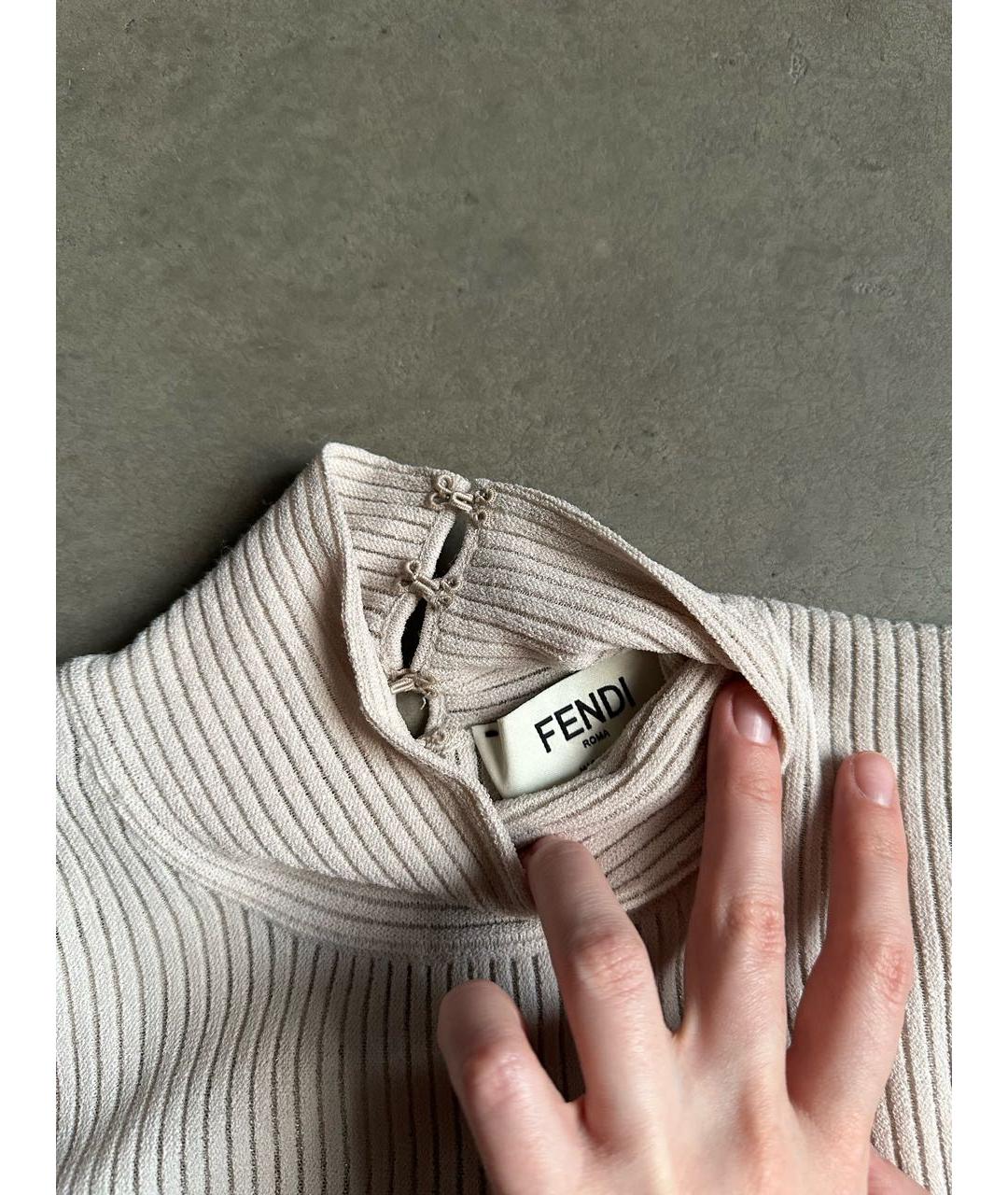 FENDI Бежевая вискозная футболка, фото 4