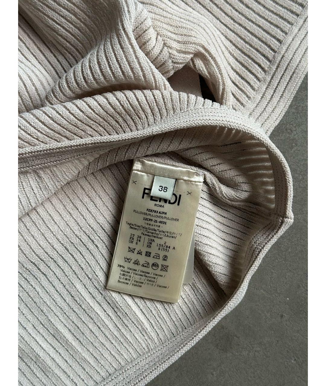 FENDI Бежевая вискозная футболка, фото 6
