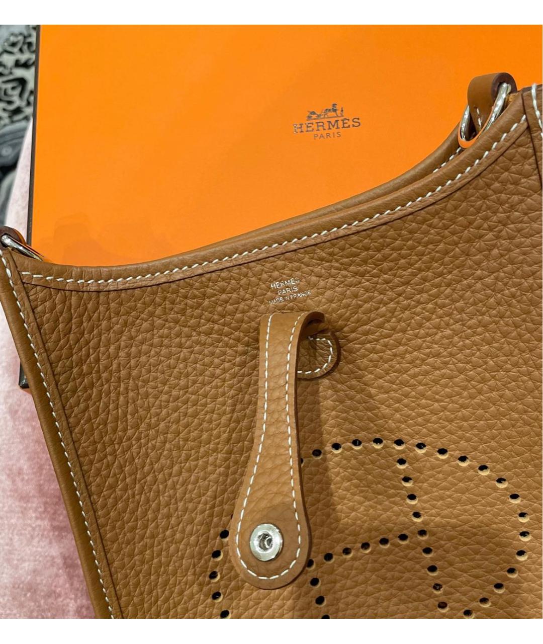 HERMES Коричневая кожаная сумка через плечо, фото 4