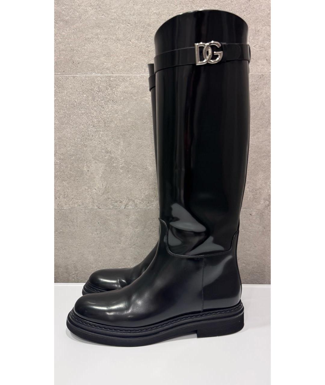 DOLCE&GABBANA Черные кожаные сапоги, фото 8