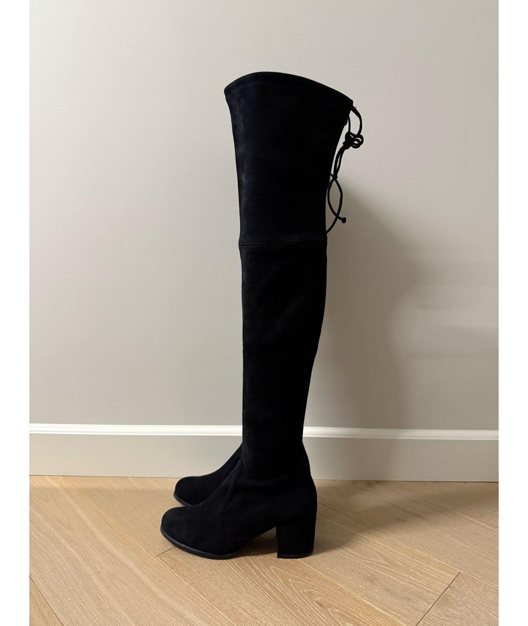 STUART WEITZMAN Черные замшевые ботфорты, фото 5