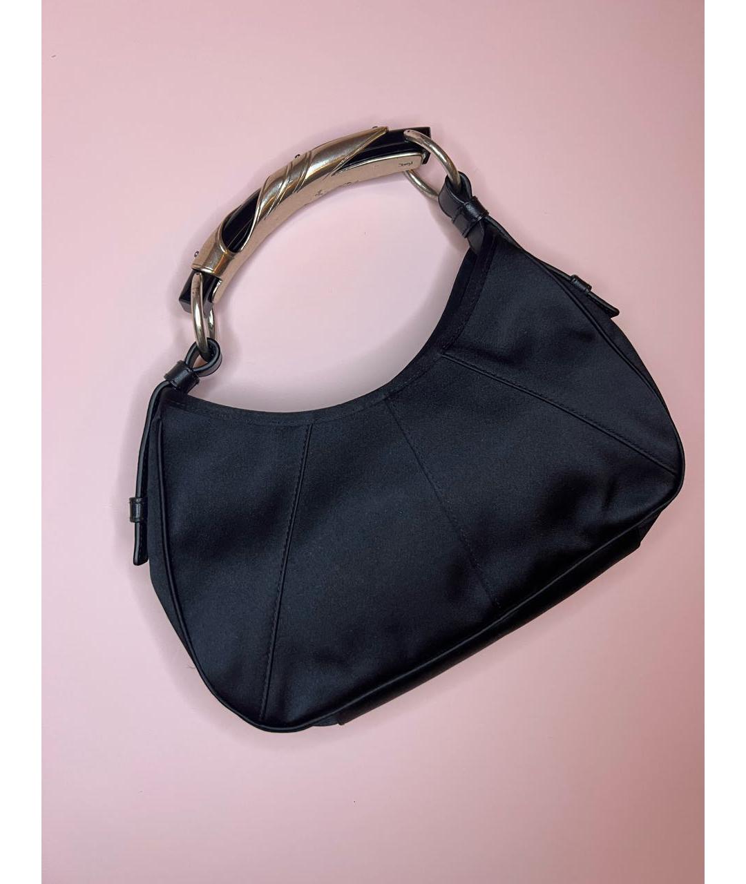 SAINT LAURENT Черная шелковая сумка с короткими ручками, фото 6