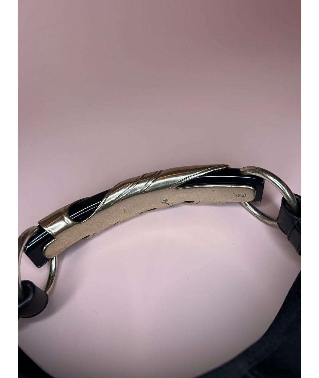 SAINT LAURENT Черная шелковая сумка с короткими ручками, фото 5