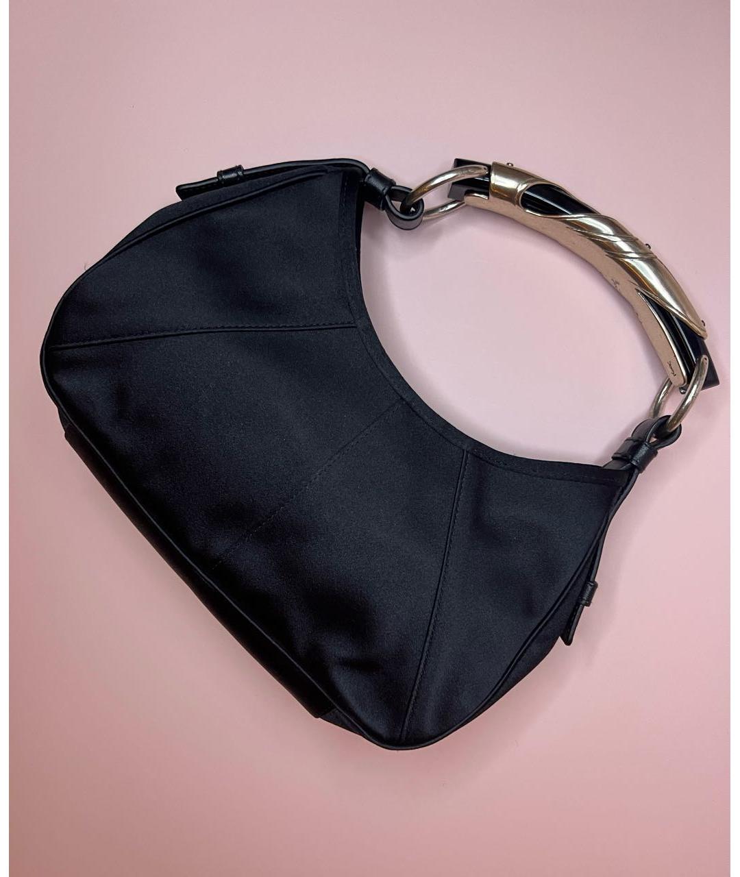 SAINT LAURENT Черная шелковая сумка с короткими ручками, фото 7