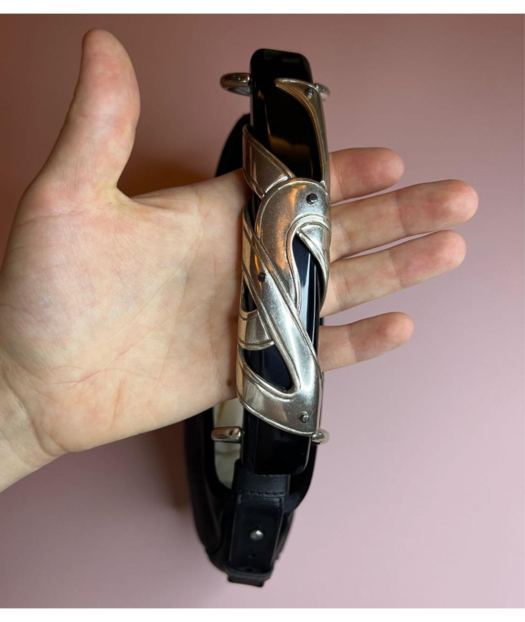 SAINT LAURENT Черная шелковая сумка с короткими ручками, фото 4