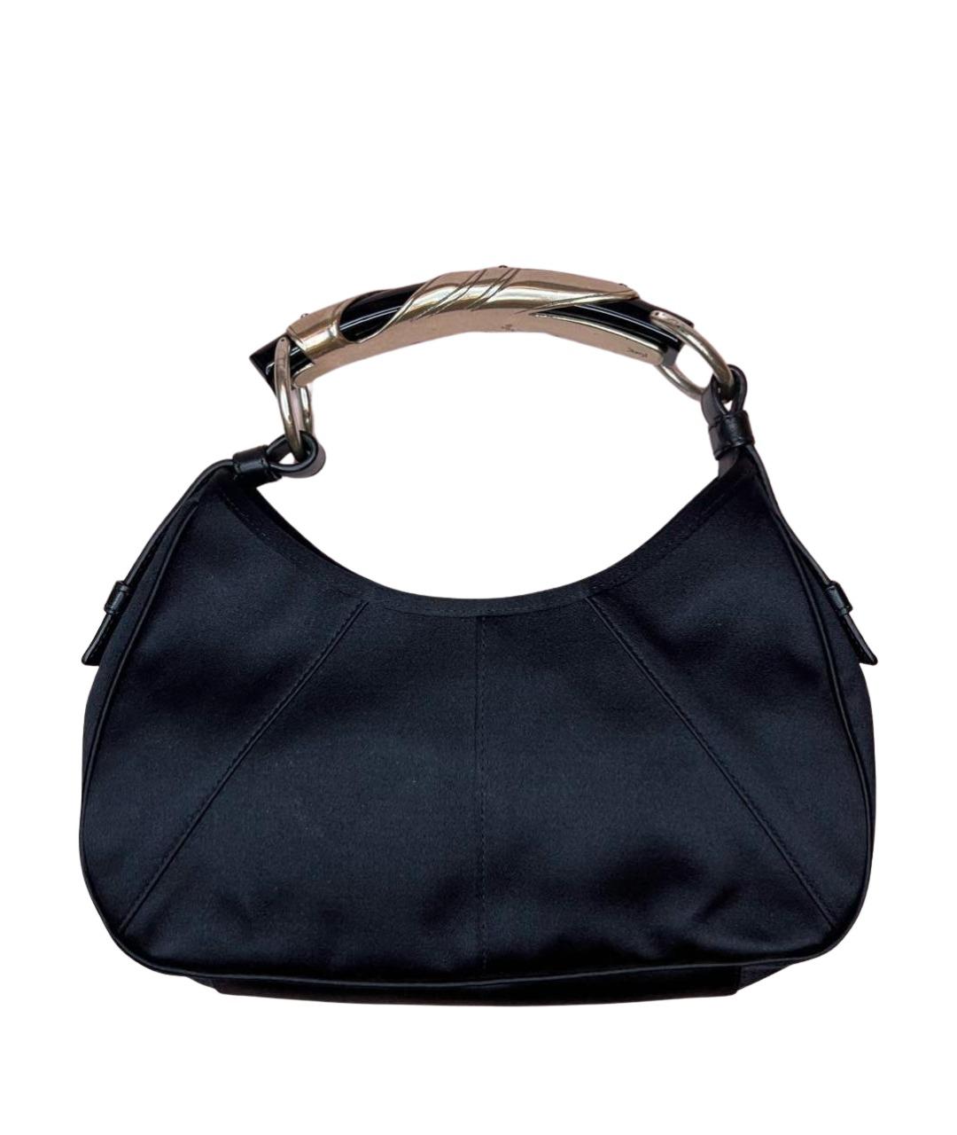 SAINT LAURENT Черная шелковая сумка с короткими ручками, фото 1