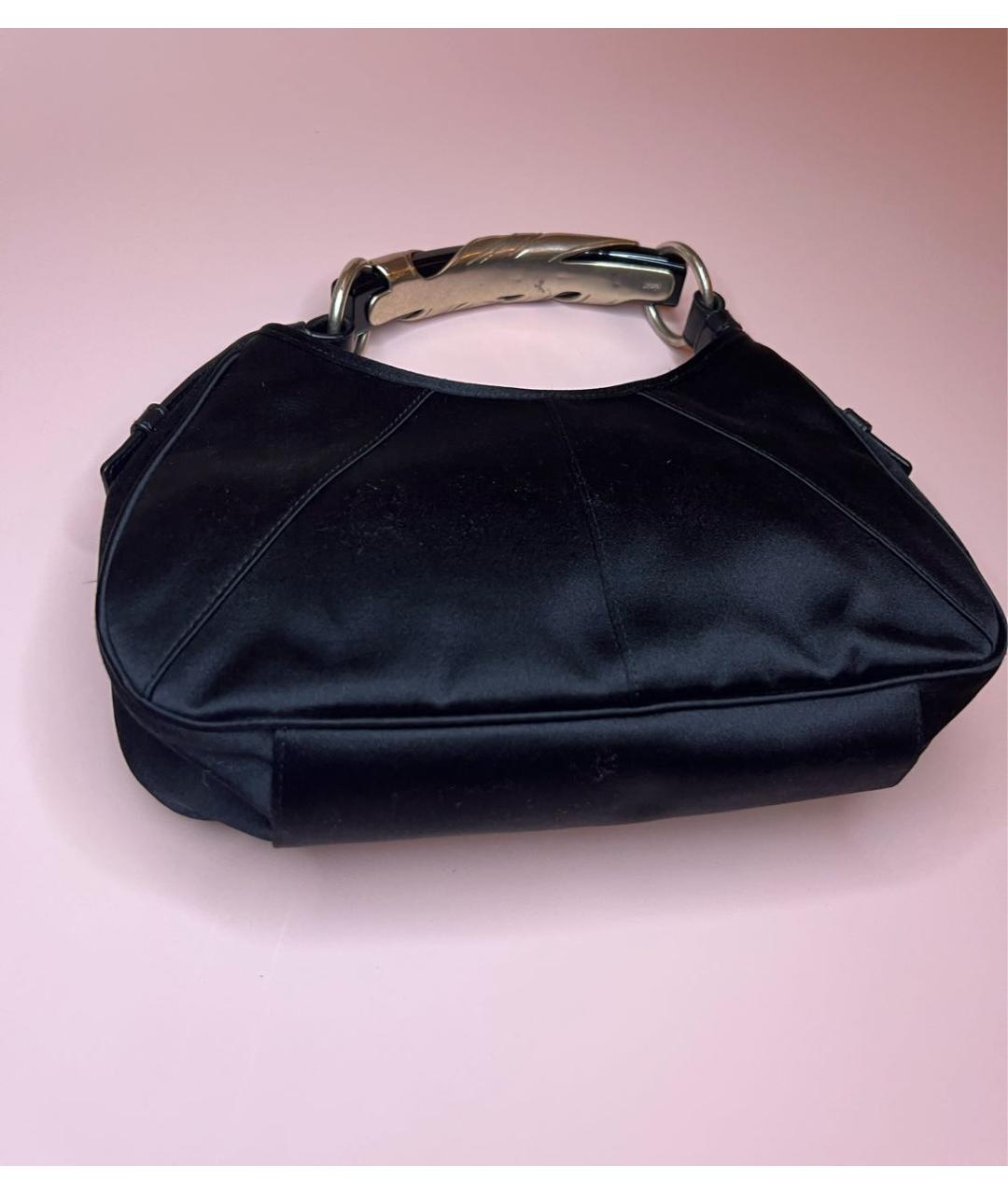 SAINT LAURENT Черная шелковая сумка с короткими ручками, фото 2