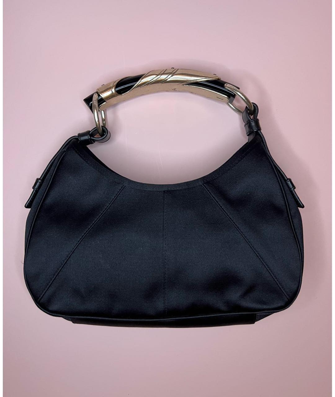 SAINT LAURENT Черная шелковая сумка с короткими ручками, фото 8