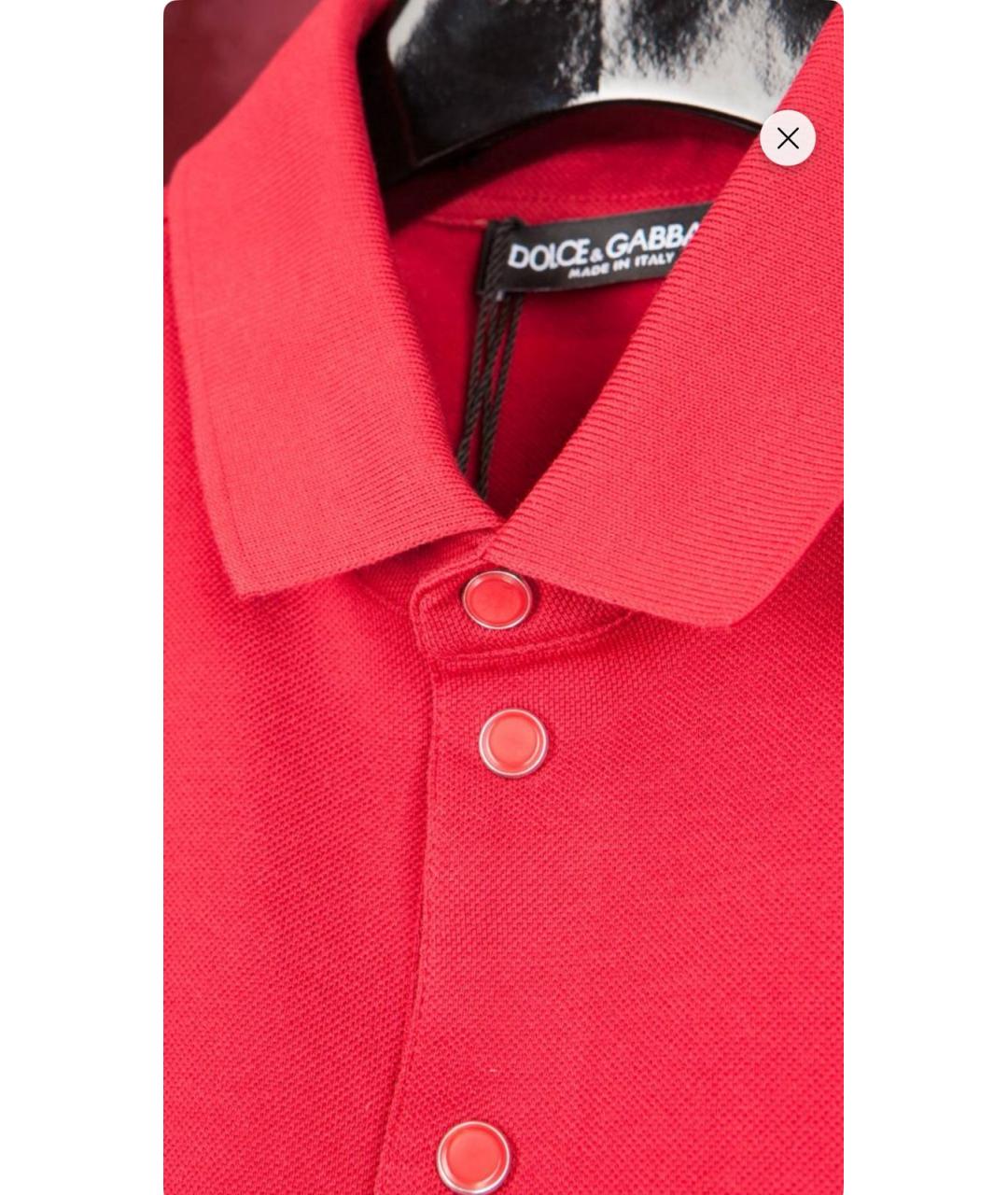 DOLCE&GABBANA Красное хлопковое поло с коротким рукавом, фото 4