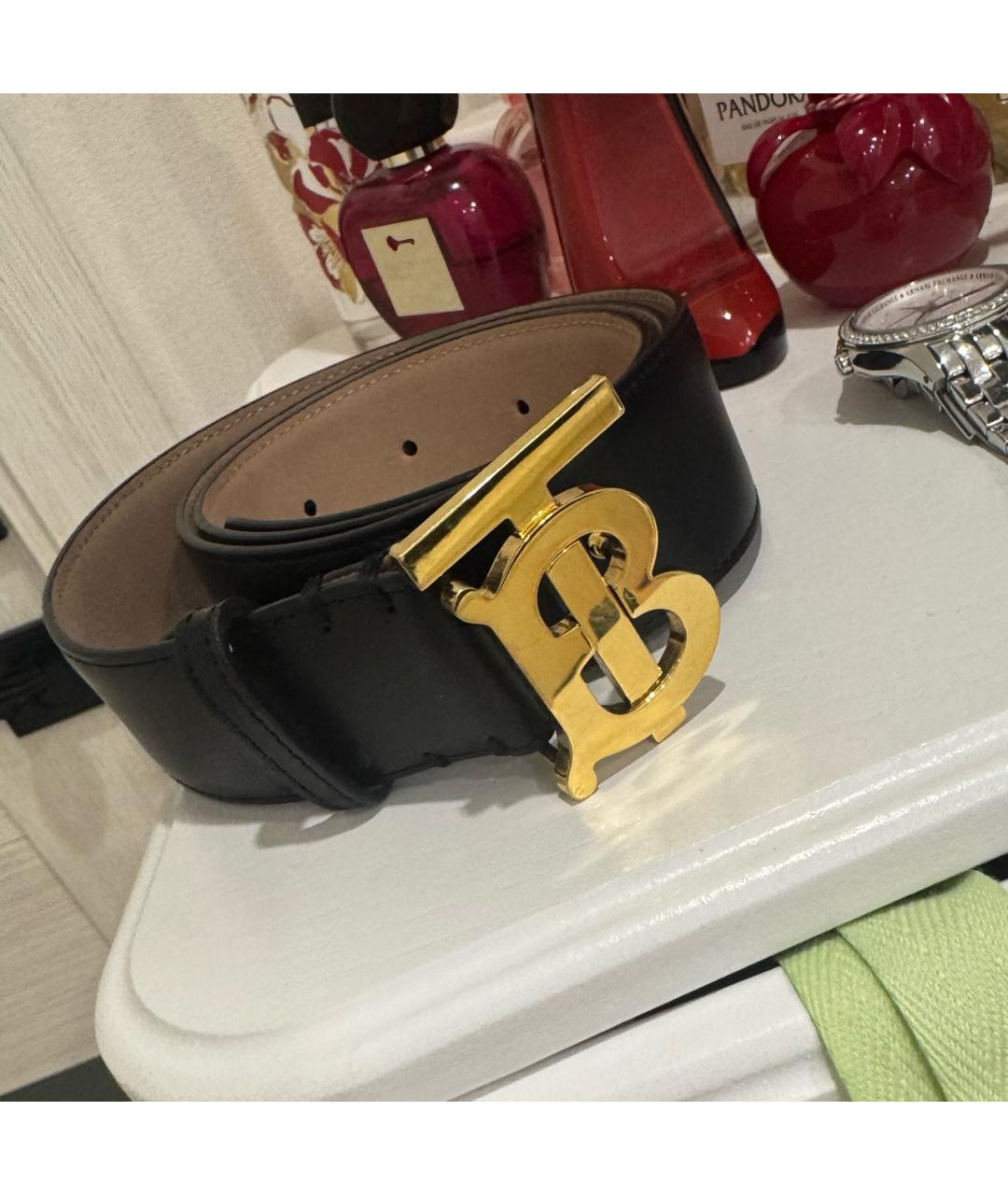 BURBERRY Черный кожаный ремень, фото 3