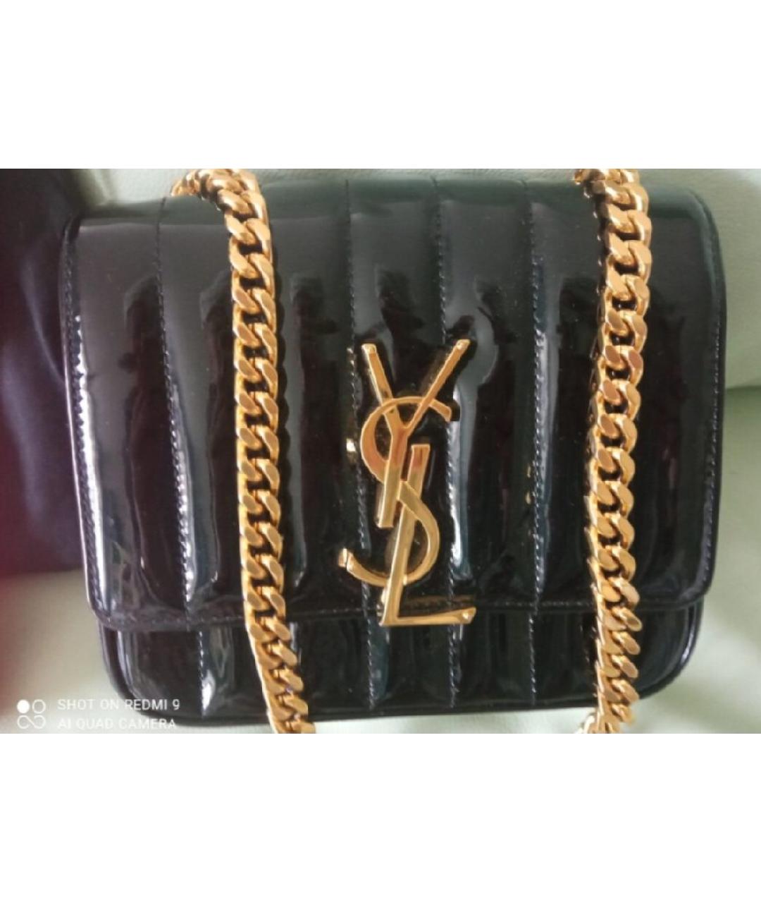 SAINT LAURENT Черная сумка через плечо из лакированной кожи, фото 6