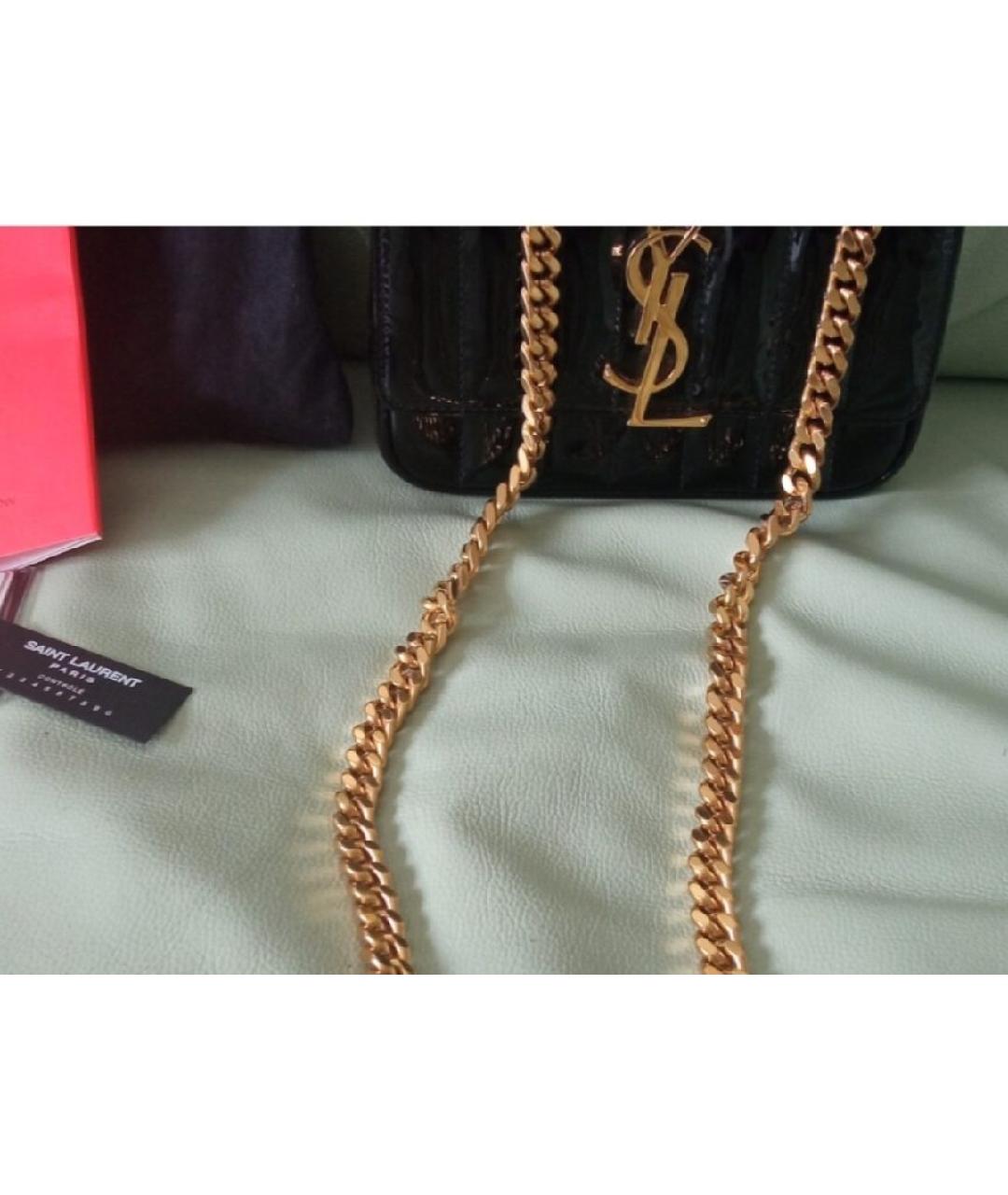 SAINT LAURENT Черная сумка через плечо из лакированной кожи, фото 3